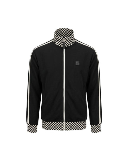 TROJAN Chequerboard Rib Track Top TR/9105 in Black