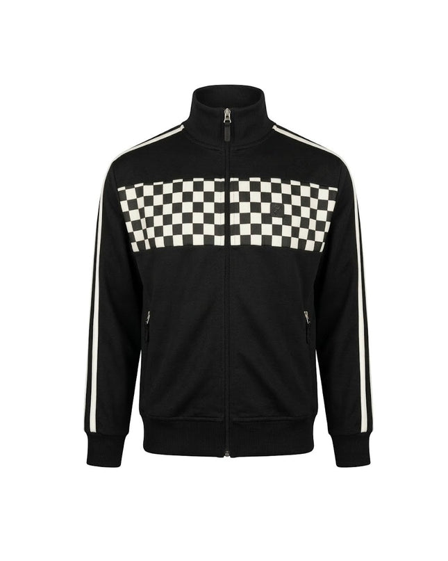 TROJAN Chequerboard Track Top TR/9054 Black