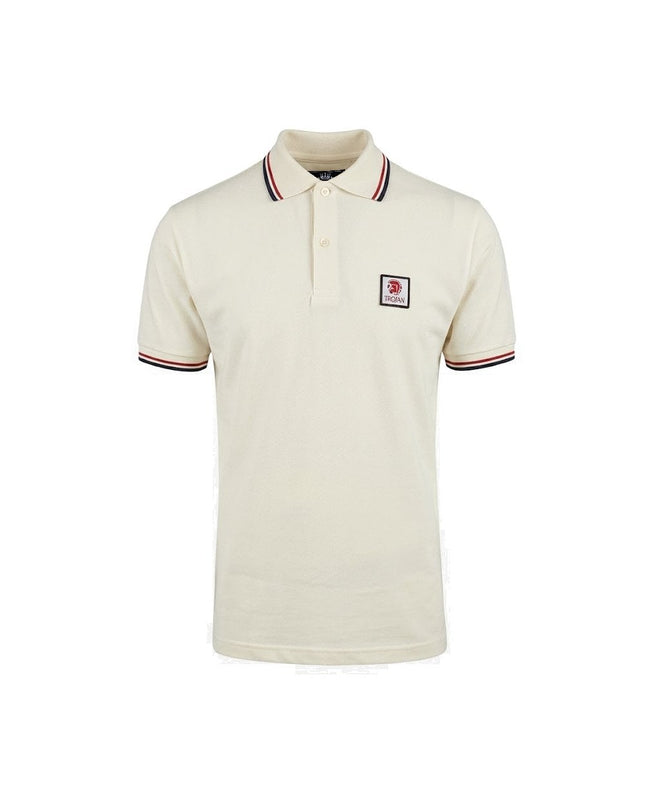 TROJAN Flag Badge Pique Polo TR/9077 Union in Ecru