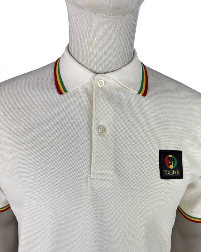 TROJAN Flag Badge Pique Polo TR/9121 in Cream