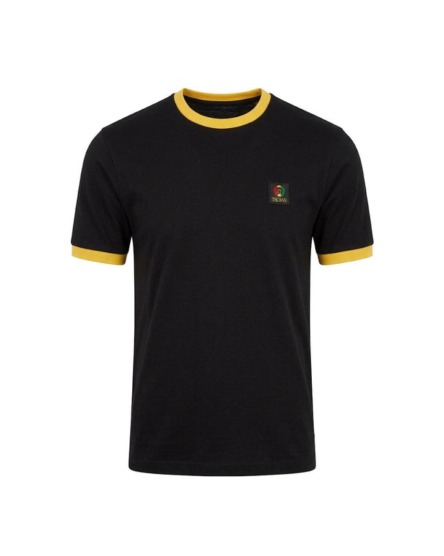 TROJAN Flag Badge Ringer Tee TR/9086 in Black