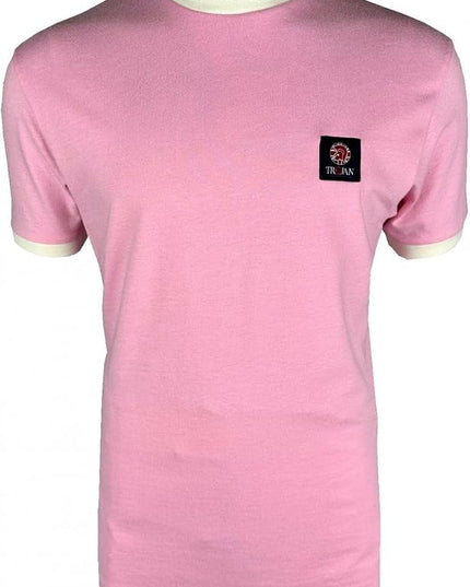 TROJAN Flag Badge Ringer Tee TR/9086 in Pink