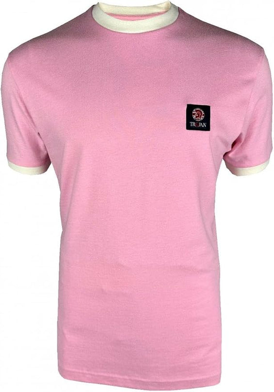 TROJAN Flag Badge Ringer Tee TR/9086 in Pink