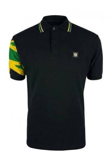 TROJAN Flag Sleeve Pique Polo TR/9073 in Black