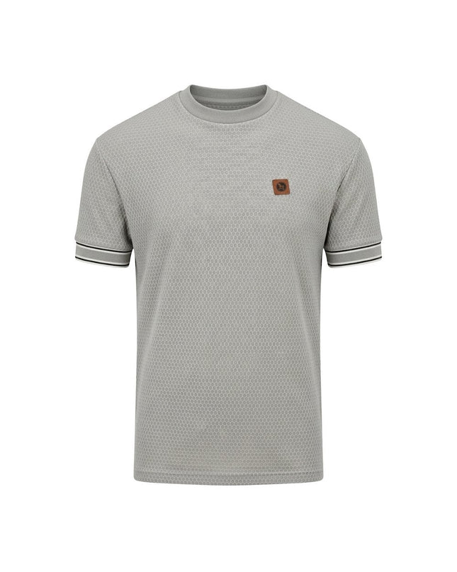 TROJAN Geometric Stripe Rib Tee TR/9093 in Grey 