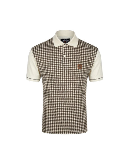 TROJAN Houndstooth Panel Polo TR/9074 Ecru