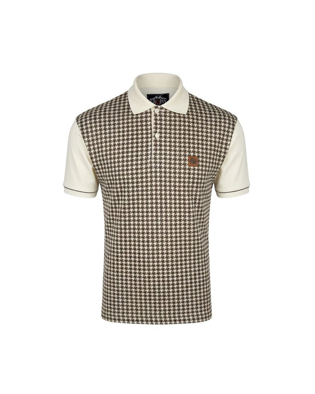 TROJAN Houndstooth Panel Polo TR/9074 Ecru