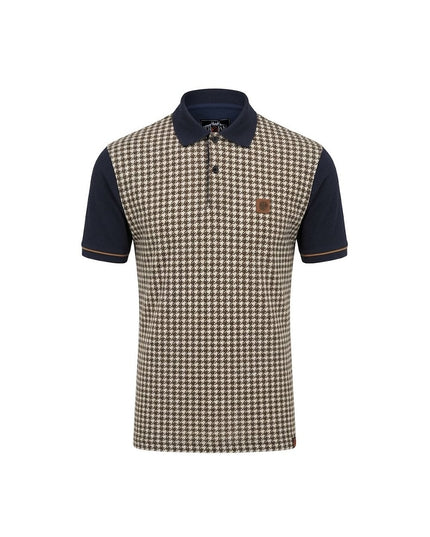 TROJAN Houndstooth Panel Polo TR/9074 Navy