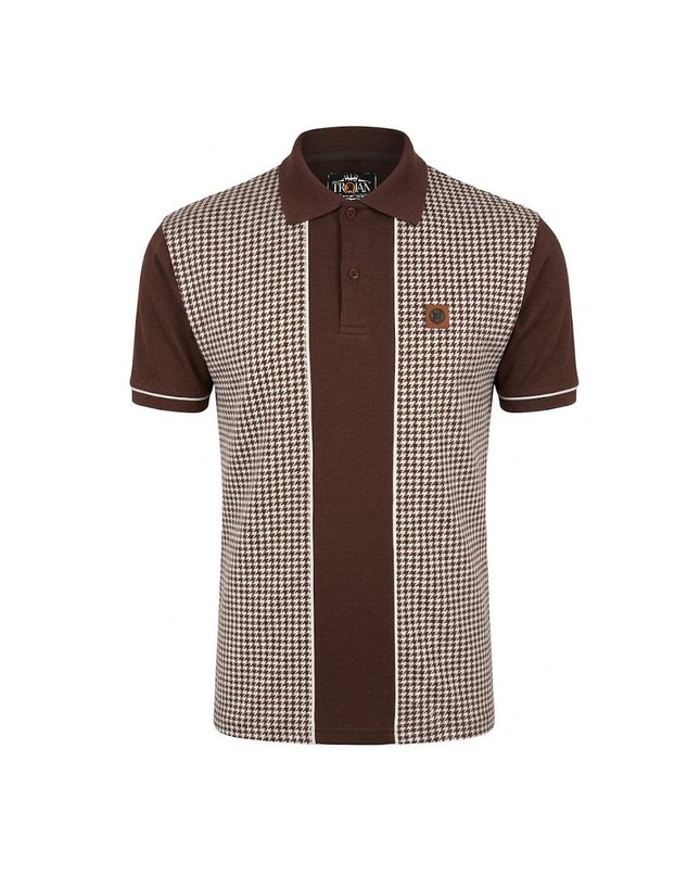 TROJAN Houndstooth Panel Polo TR/9118 Chocolate