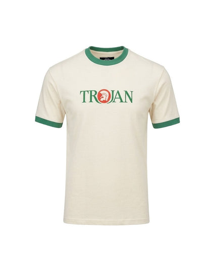 TROJAN Logo Ringer Tee TC/1014 in Ecru 