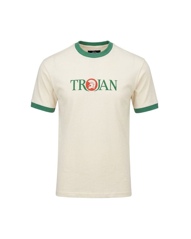 TROJAN Logo Ringer Tee TC/1014 in Ecru 