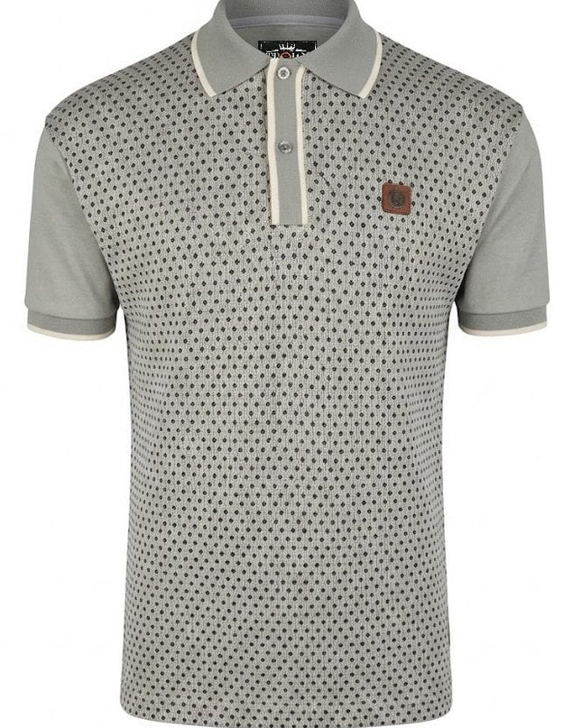 TROJAN Motif Jacquard Panel Polo TR/9119 Grey