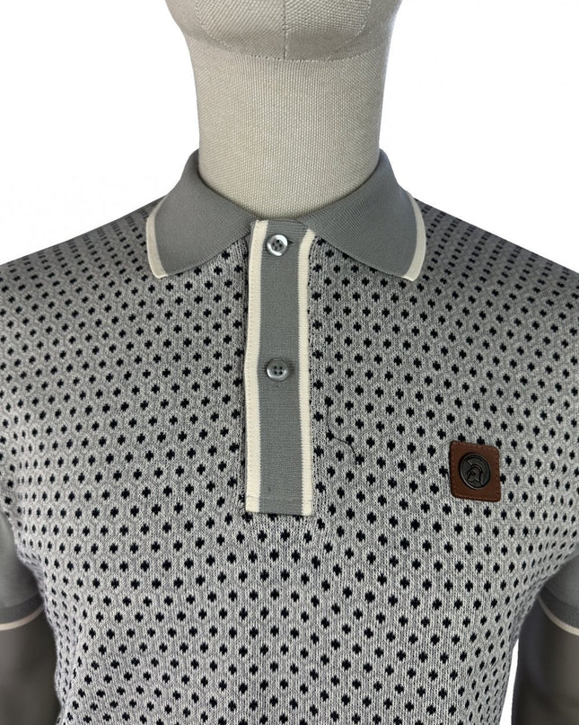 TROJAN Motif Jacquard Panel Polo TR/9119 Grey