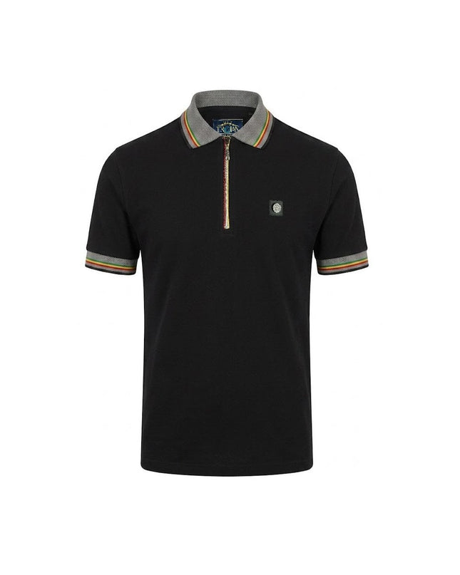 TROJAN Oxford Collar Zip Pique Polo TR/9132 in Black