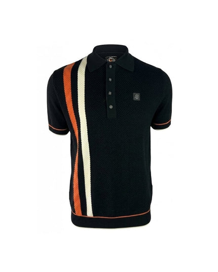 TROJAN Racing Stripe Fine Gauge Polo TR/9113 Black