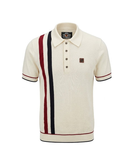 TROJAN Racing Stripe Fine Gauge Polo TR/9113 Cream