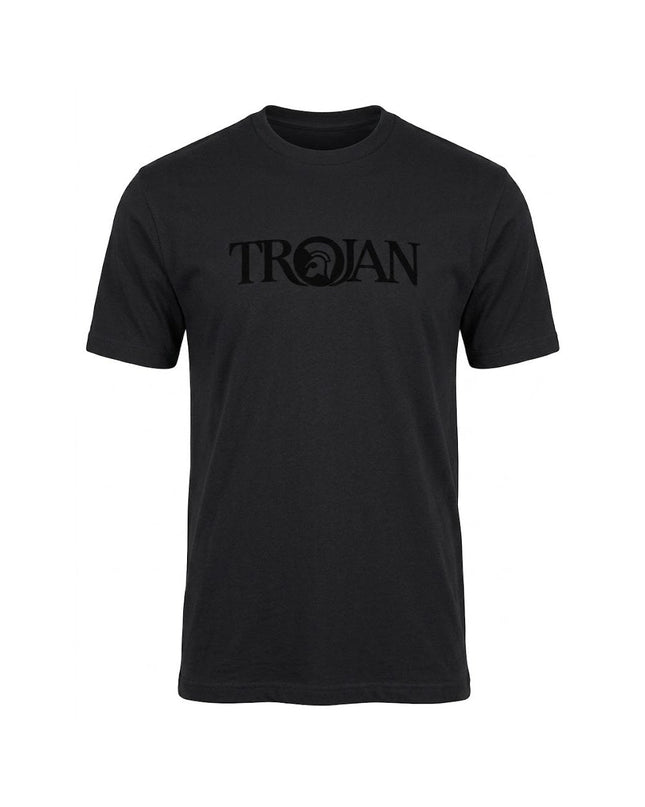 TROJAN Self-Flock Print Logo Tee TR/9139 Black