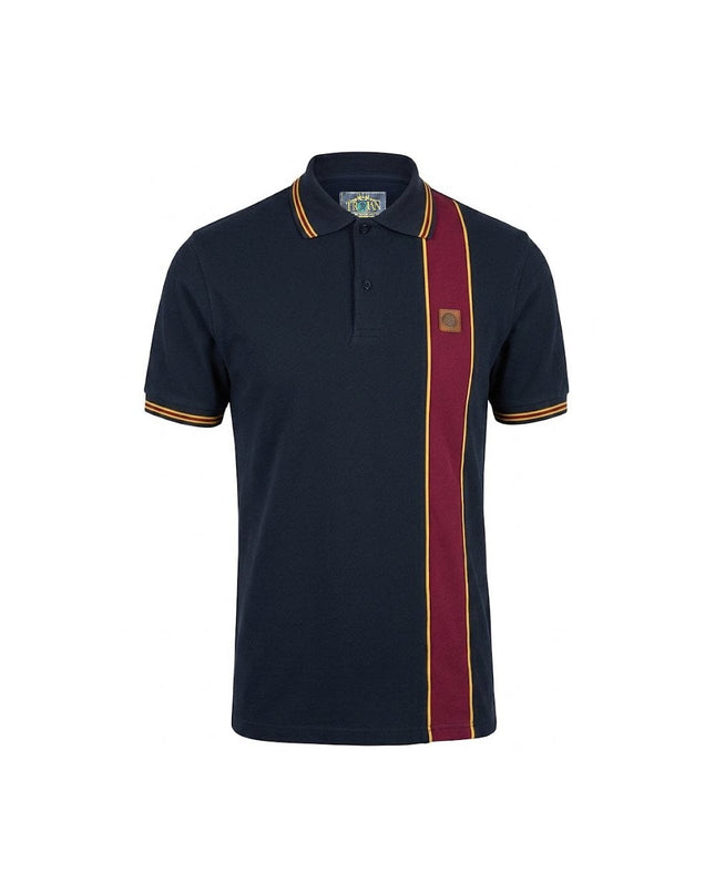 TROJAN Stripe Front Pique Polo TR/9131 in Navy