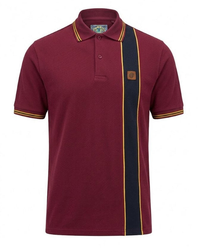 TROJAN Stripe Front Pique Polo TR/9131 in Port