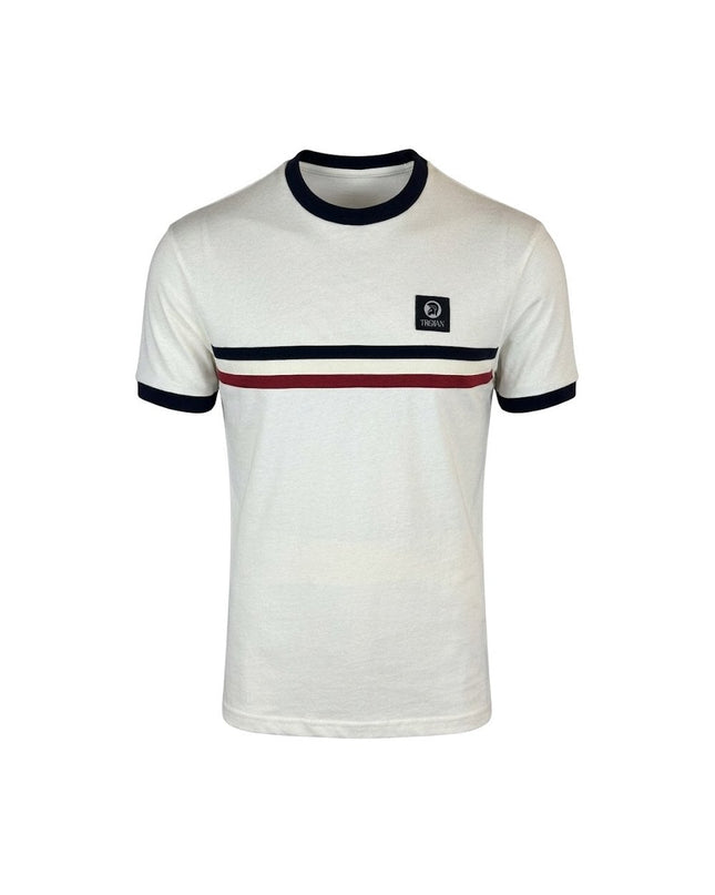 TROJAN Stripe Front Tee TR/9085 in Ecru