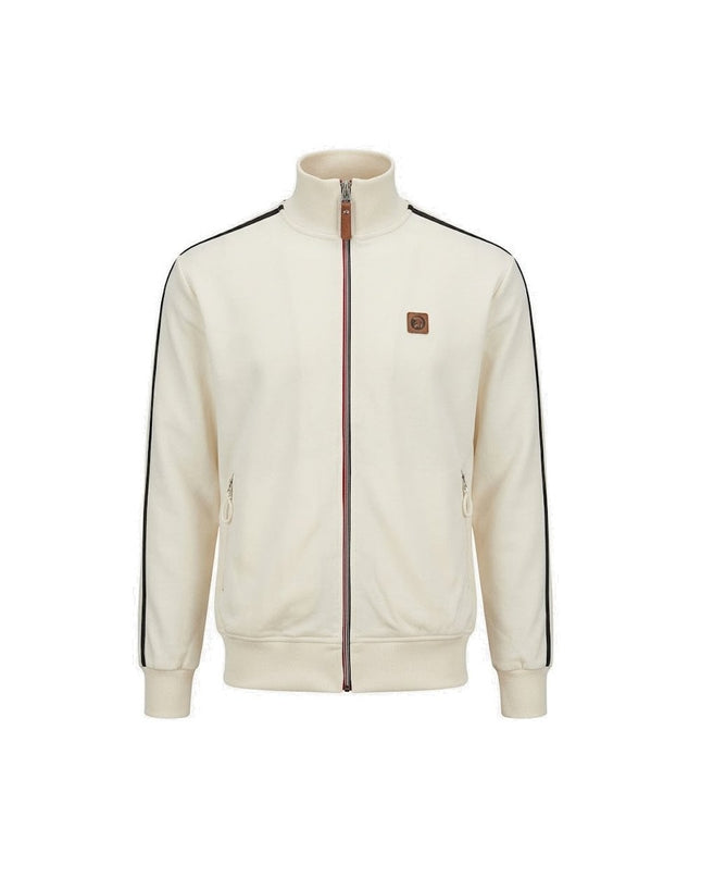 TROJAN Twin-Stripe Contrast Zip Track Top TR/9050 in Ecru