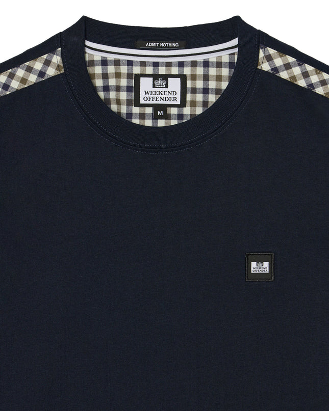 Weekend Offender Medea Tee With House Check Details Navy