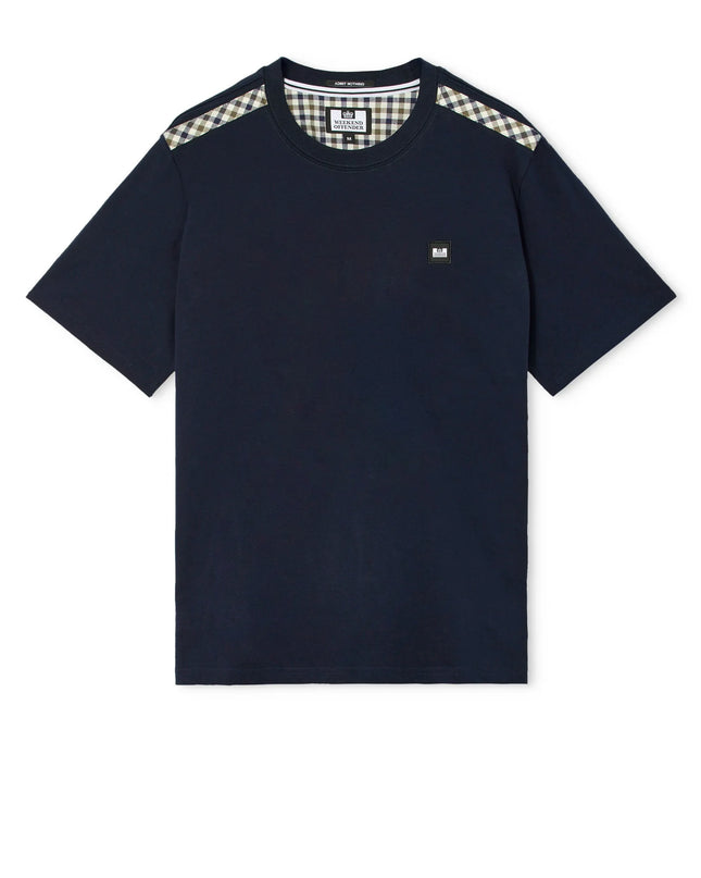 Weekend Offender Medea Tee With House Check Details Navy