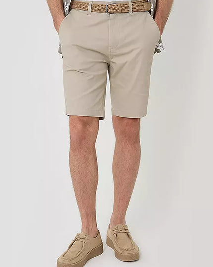 Threadbare ’Conta’ Cotton Turn-Up Chino Shorts Stone