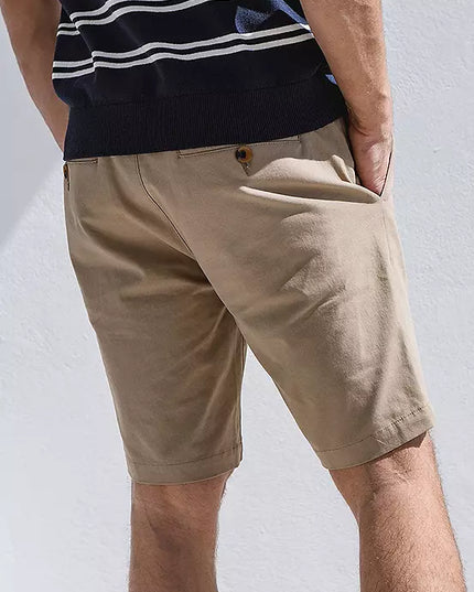 Threadbare ’Conta’ Cotton Turn-Up Chino Shorts Stone