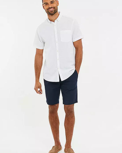 Threadbare ’Conta’ Cotton Turn-Up Chino Shorts Navy - 914