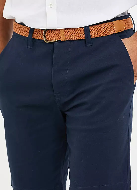 Threadbare ’Conta’ Cotton Turn-Up Chino Shorts Navy - 914