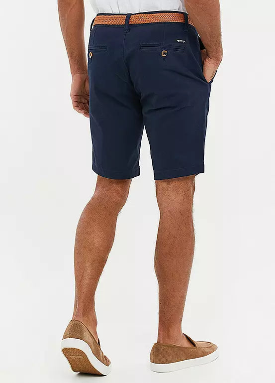 Threadbare ’Conta’ Cotton Turn-Up Chino Shorts Navy - 914