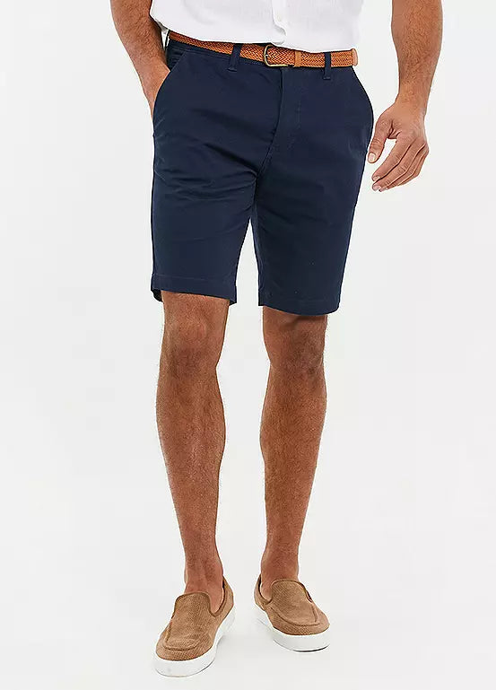 Threadbare ’Conta’ Cotton Turn-Up Chino Shorts Navy - 914