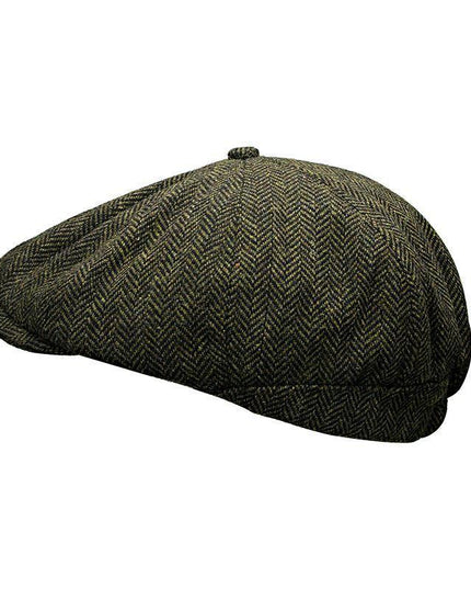 Tommy Tweed Baker Boy Cap Green Herringbone Hat - Raw Menswear
