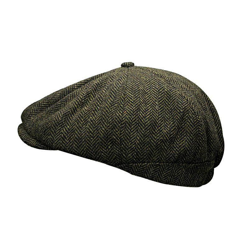 Tommy Tweed Baker Boy Cap Green Herringbone Hat - Raw Menswear