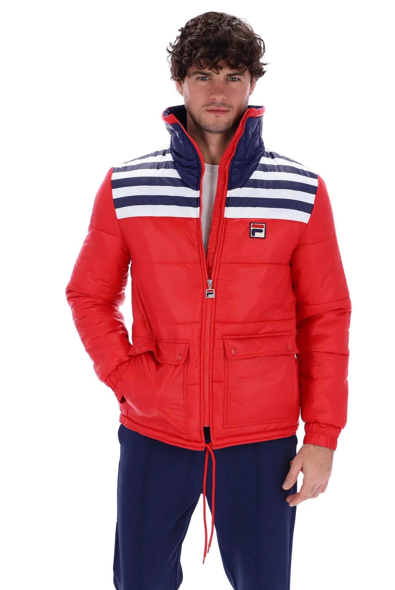 FILA Uomo F-Box Padded Stripe Jacket Red - Raw Menswear