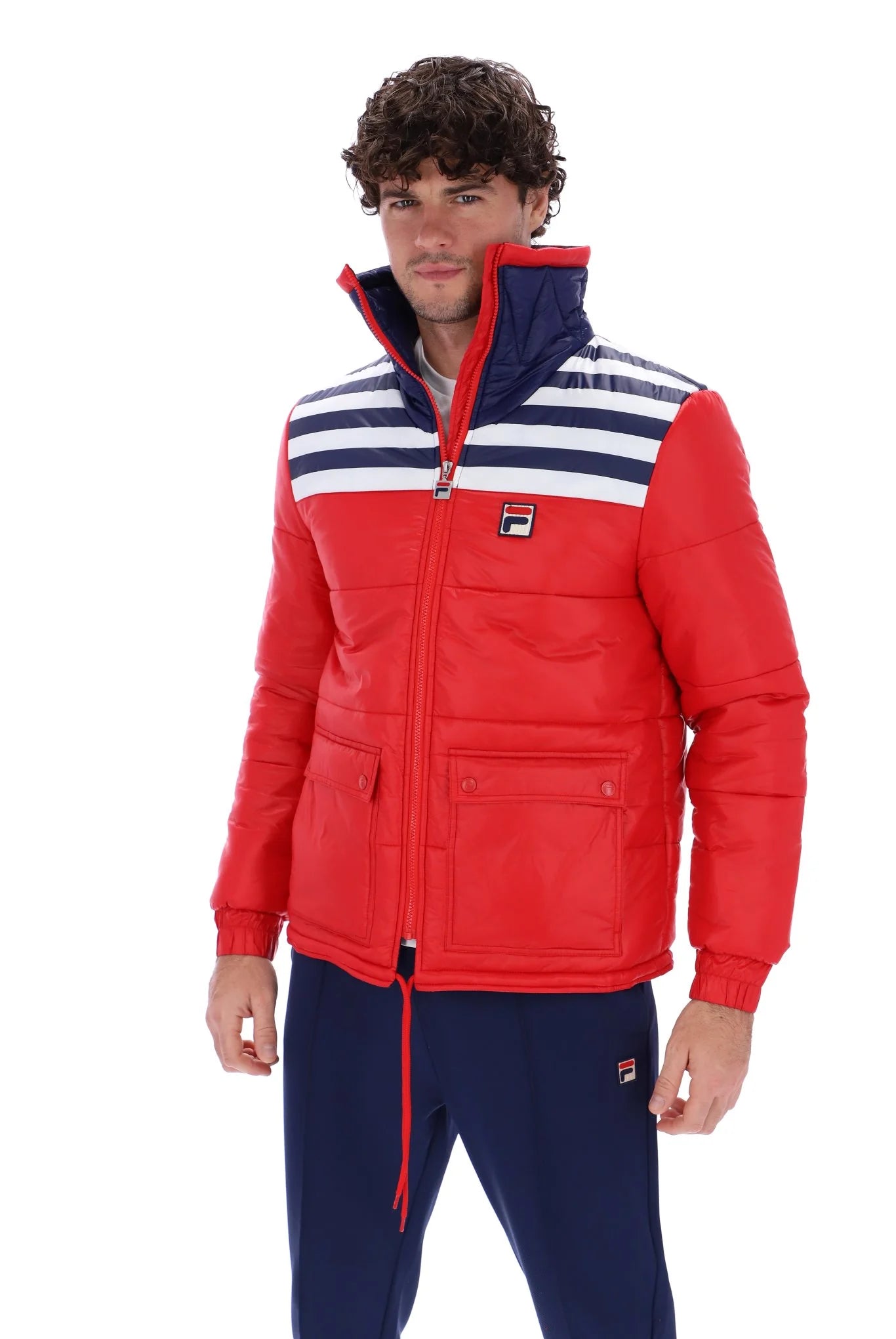 FILA Uomo F-Box Padded Stripe Jacket Red - Raw Menswear