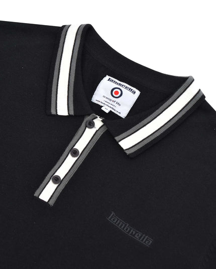 Lambretta Velero Tipped SS Knit Polo Black
