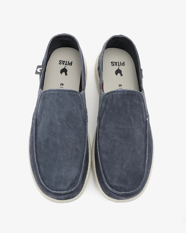 Walk In Pitas WP150 Slip On Washed Shoe in Navy - 1091
