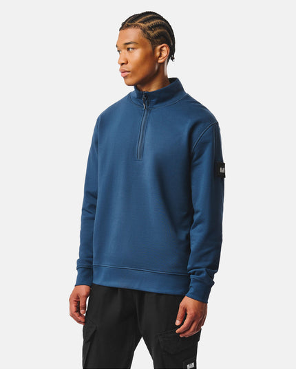 Weekend Offender Kraviz Quarter Zip Sweatshirt in Lagoon Blue