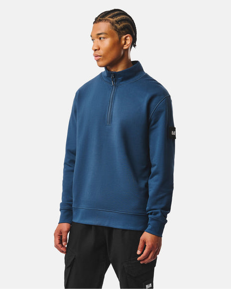 Weekend Offender Kraviz Quarter Zip Sweatshirt in Lagoon Blue