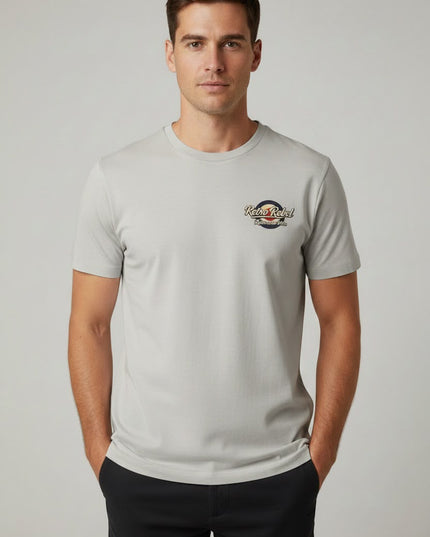 Retro Rebel Monkey Scooter Back Print Tee in Grey