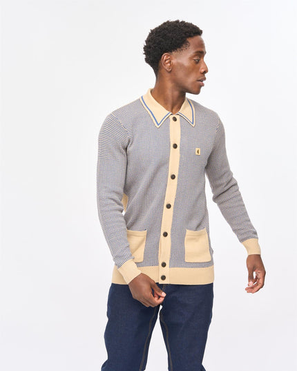 Gabicci Mens Noel Long Sleeve Button Thru Knit Polo Gabicci Vintage CARAMEL