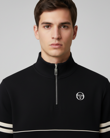 Sergio Tacchini Orion 1/4 Zip Track Top Black/Peyote - 471
