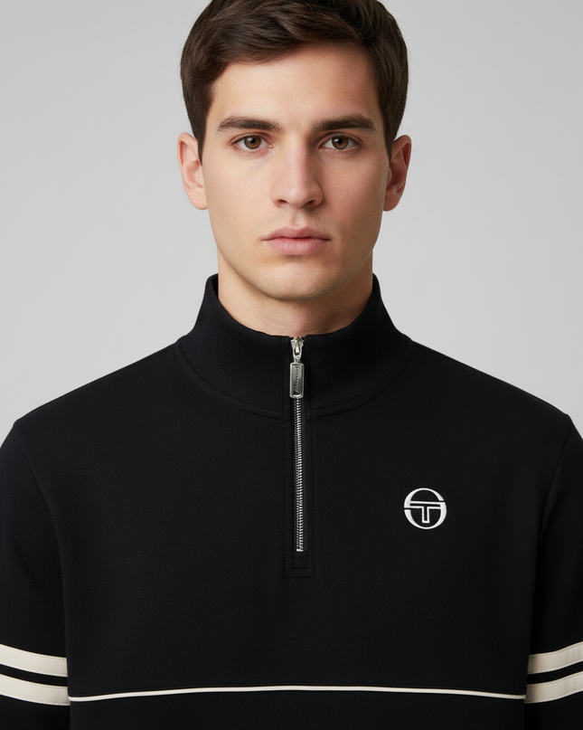 Sergio Tacchini Orion 1/4 Zip Track Top Black/Peyote - 471