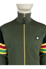 Load image into Gallery viewer, Trojan TC/1035 Marley Stripe Sleeve Track Top Jacket Army Green - Raw Menswear
