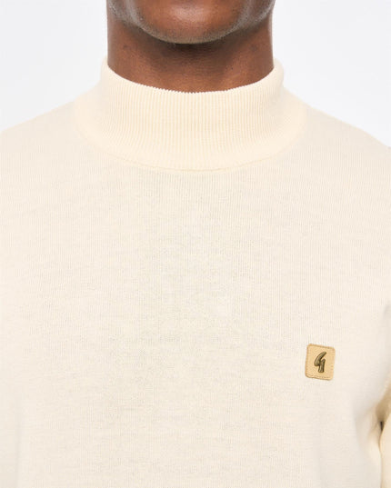 Gabicci Mens Duke Long Sleeve Plain Knit Turtle Neck Gabicci Vintage CREAM