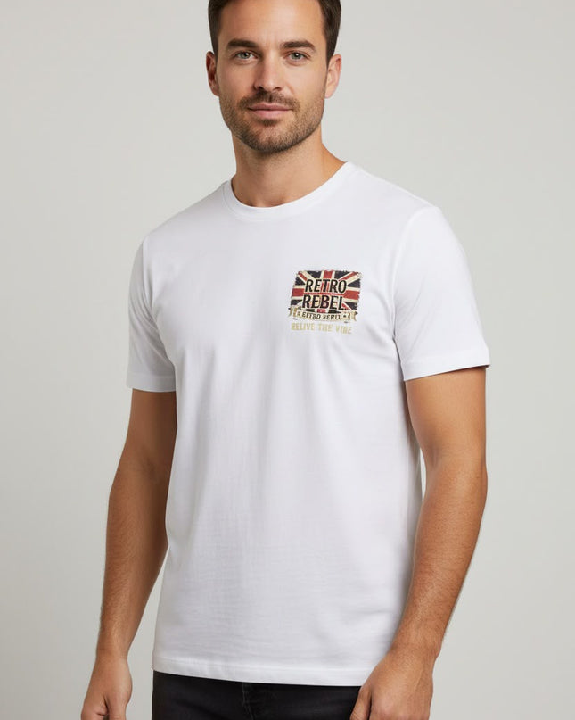 Retro Rebel Boots Back Print Tee in White