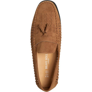 Mens Charles Slip On Woven Loafer Shoes Tan - Raw Menswear