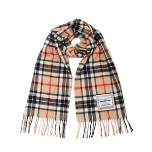 Heritage Pure Wool Tartan Check Scarf Camel Thompson - Raw Menswear